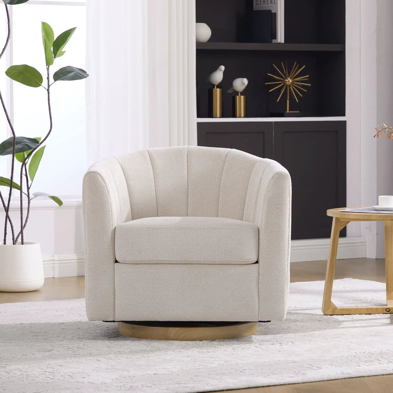 Upholstered Chenille Swivel Barrel Chair by HouseOfZazla