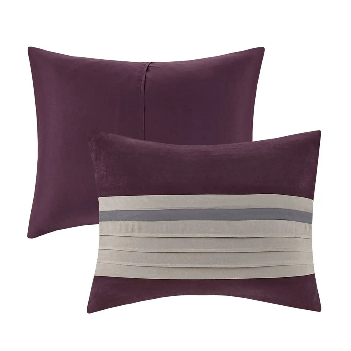7 PC Pieced Faux Suede Comforter Set Purple King by HouseOfZazla