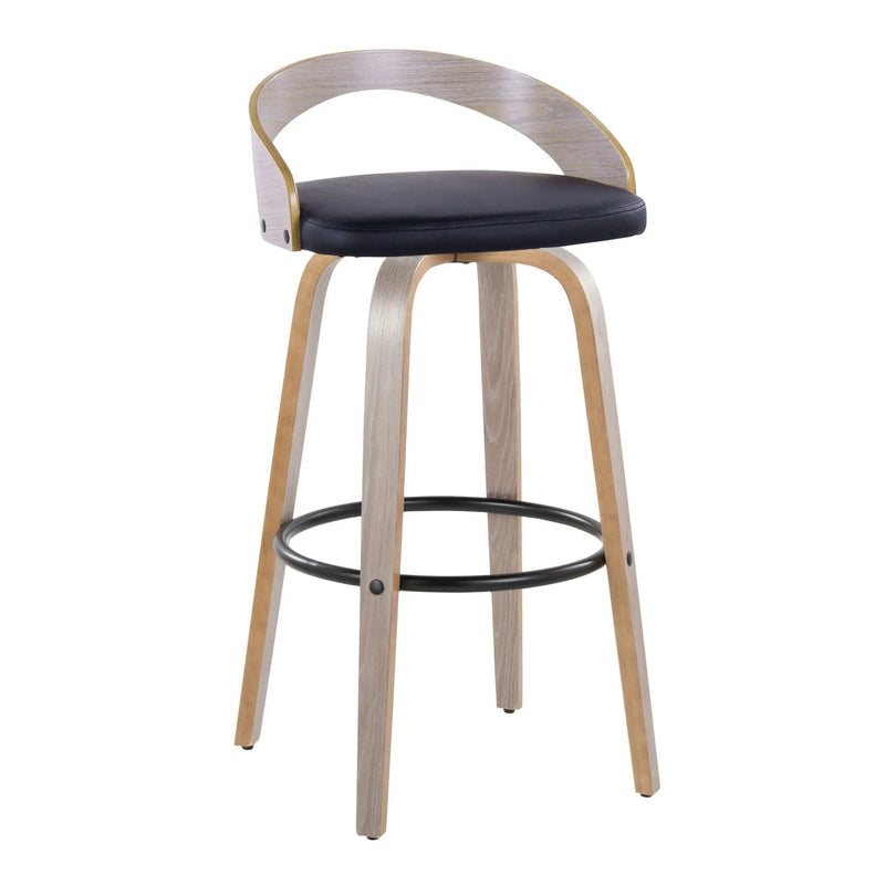 Grotto - Contemporary Fixed Height Barstool With Swivel With Round Footrest (Set of 2) by Unique Piece Furniture