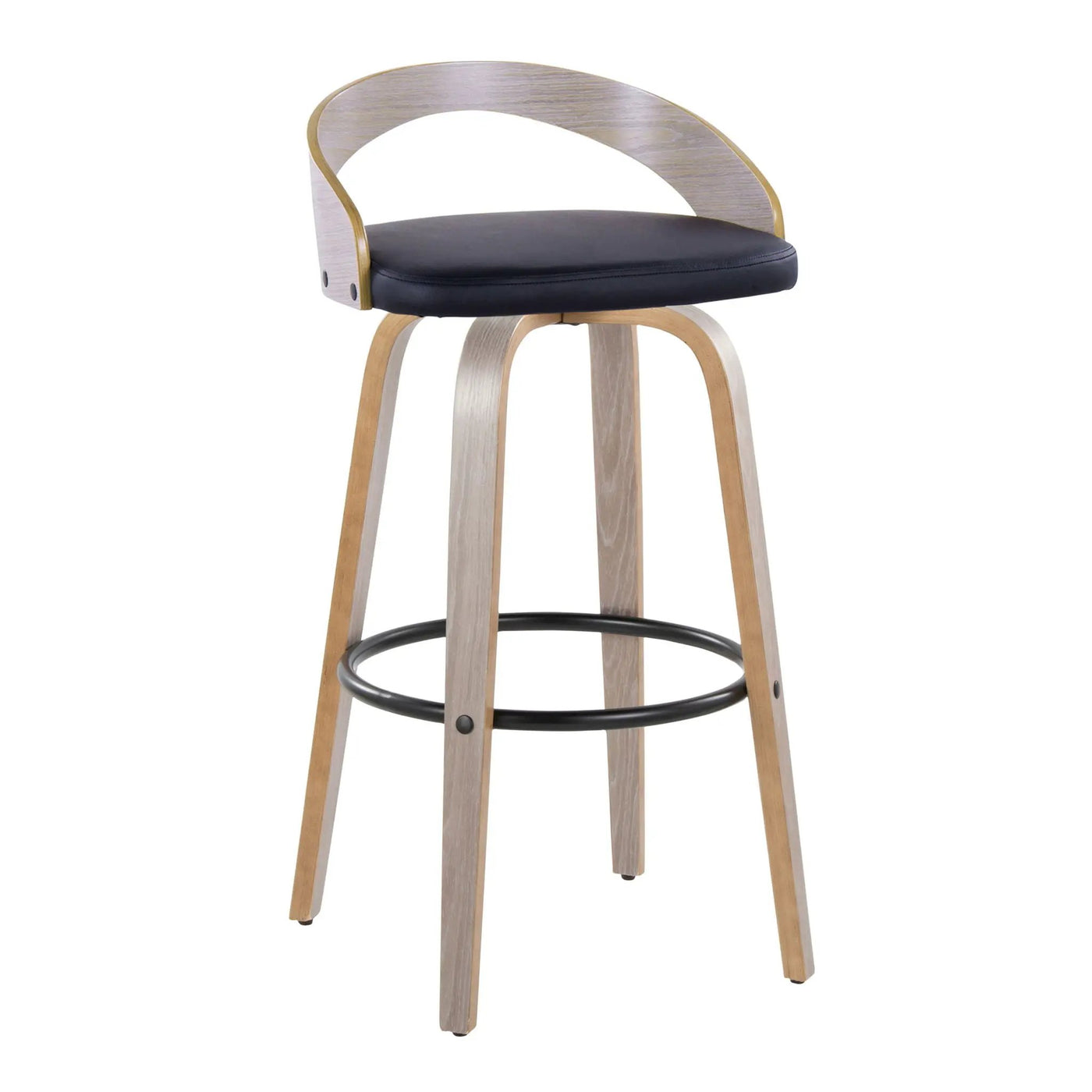 Grotto - Contemporary Fixed Height Barstool With Swivel With Round Footrest (Set of 2) by HouseOfZazla