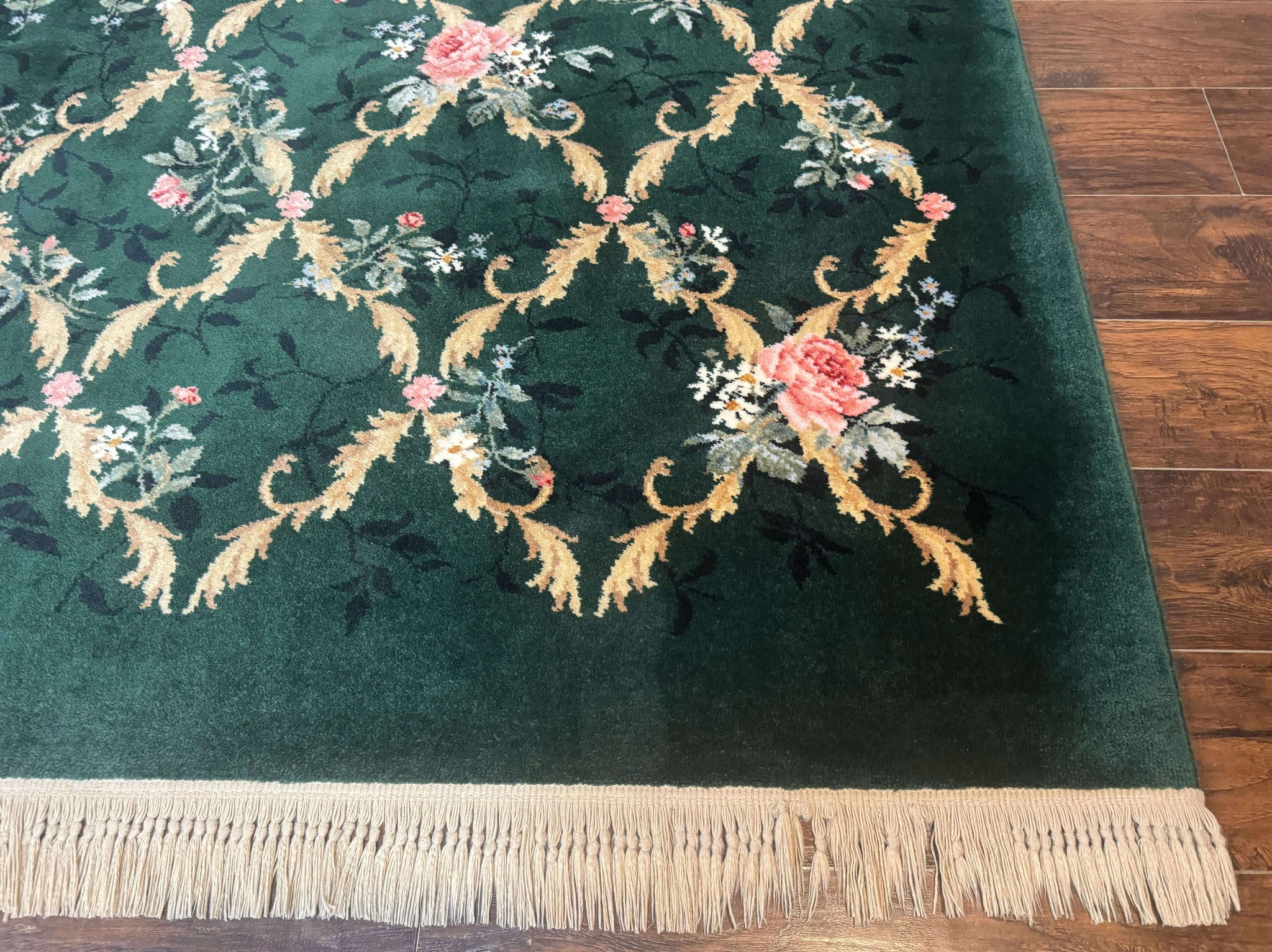 Karastan Garden of Eden Rug 8.8 x 11.8, Green Savonnerie 509/1733, Wool by Jewel Rugs
