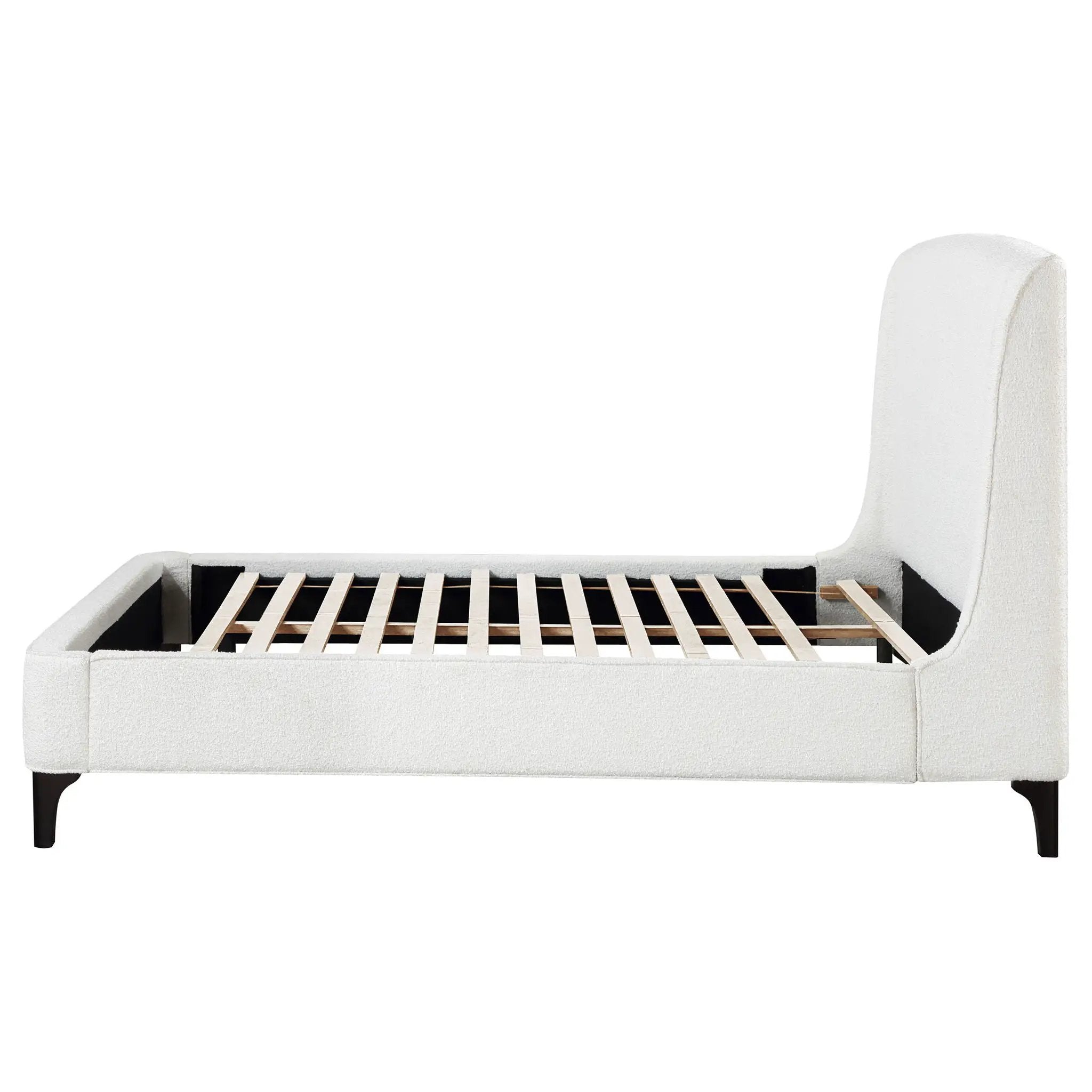 Mosby Upholstered Queen Wingback Bed Snow by Unique Piece Furniture