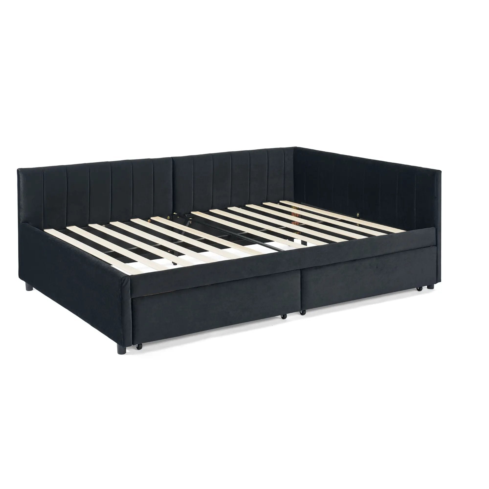 Upholstered Tufted Daybed Frame With Storage Drawers by HouseOfZazla