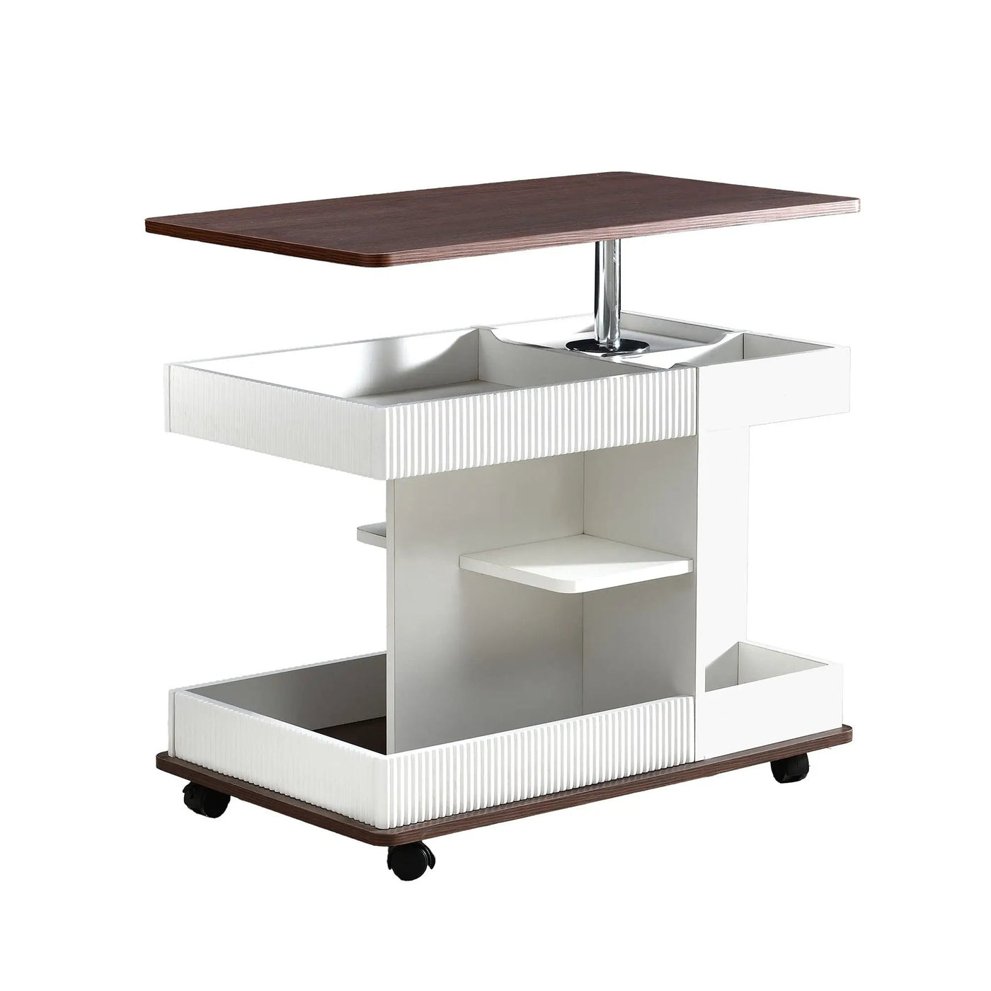 Adjustable End Table With Wheels, 360°Rotating Top And Storage Space by HouseOfZazla
