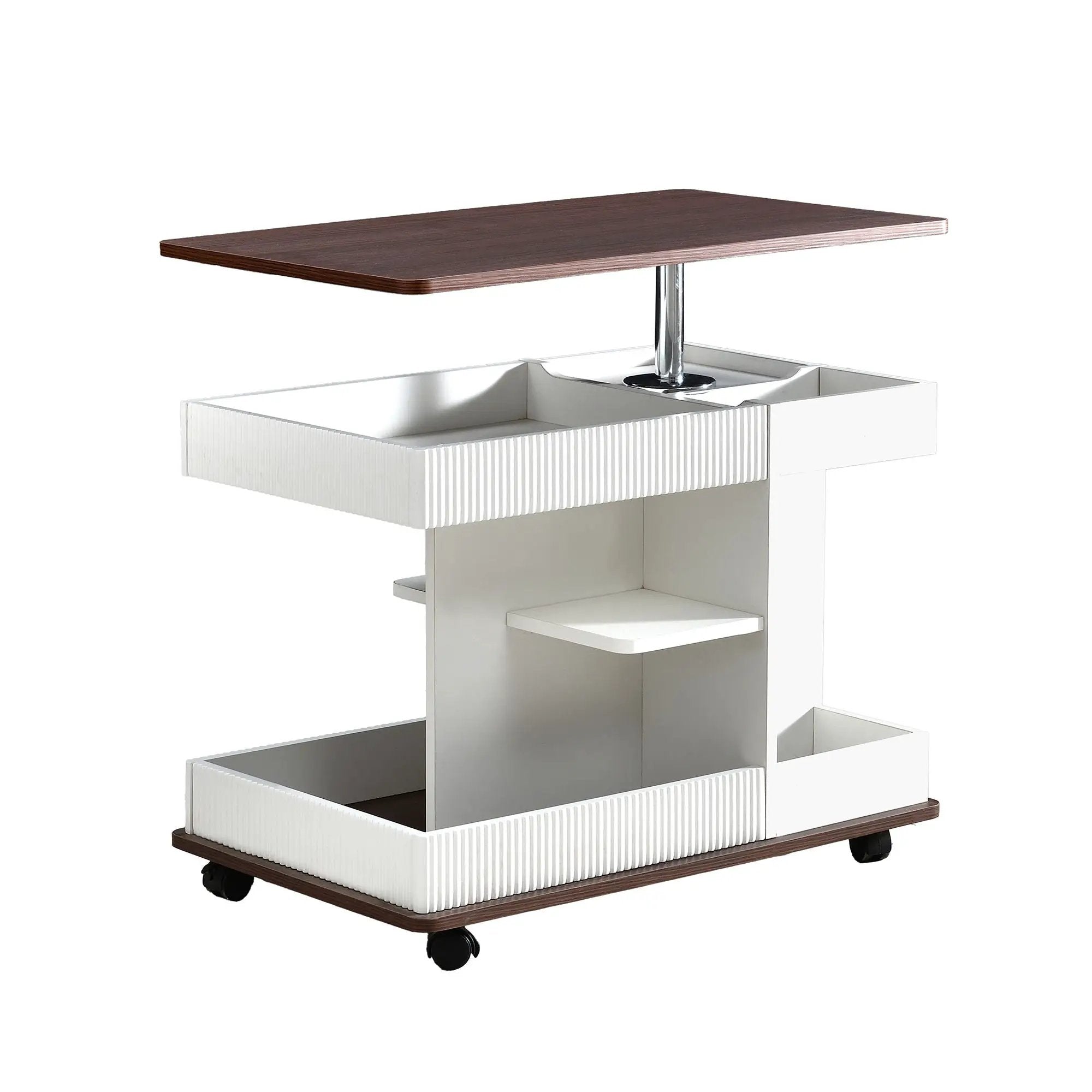 Adjustable End Table With Wheels, 360°Rotating Top And Storage Space by HouseOfZazla