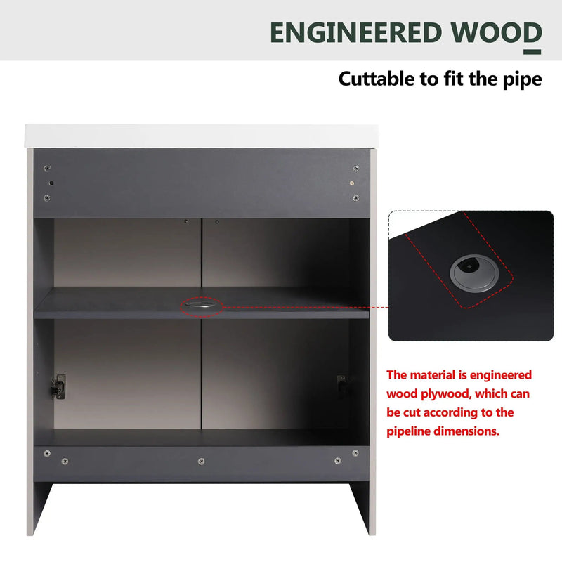 Modern Freestanding Bathroom Vanity With Soft Close Cabinet Doors by HouseOfZazla