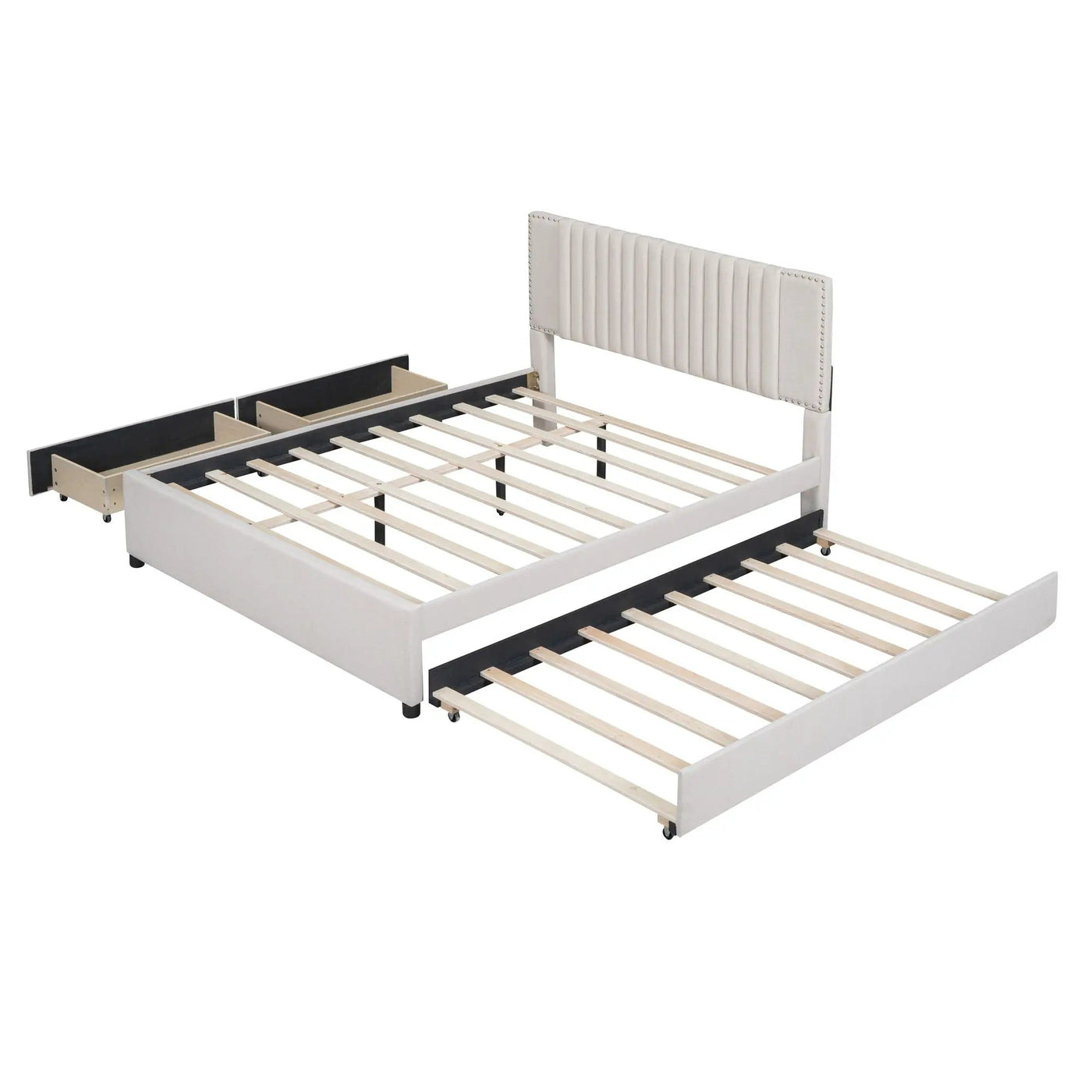 Upholstered Platform Bed With Drawers, Classic Headboard Design by Unique Piece Furniture