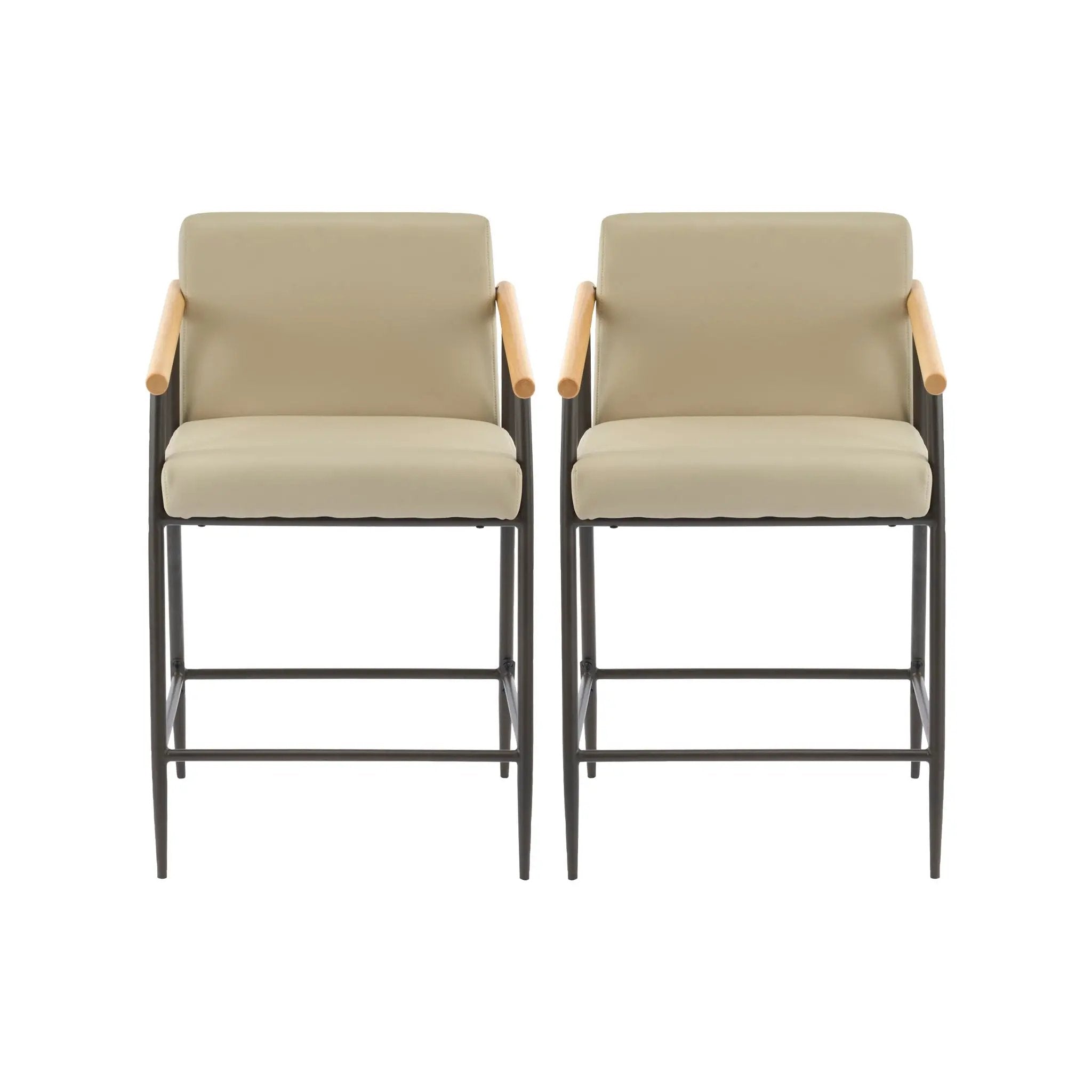 Mid Century Modern Counter Stool Set with Espresso Metal Frame - Khaki by HouseOfZazla