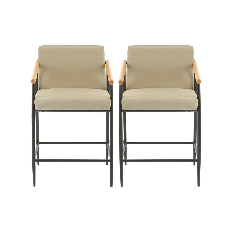 Mid Century Modern Counter Stool Set with Espresso Metal Frame - Khaki by HouseOfZazla