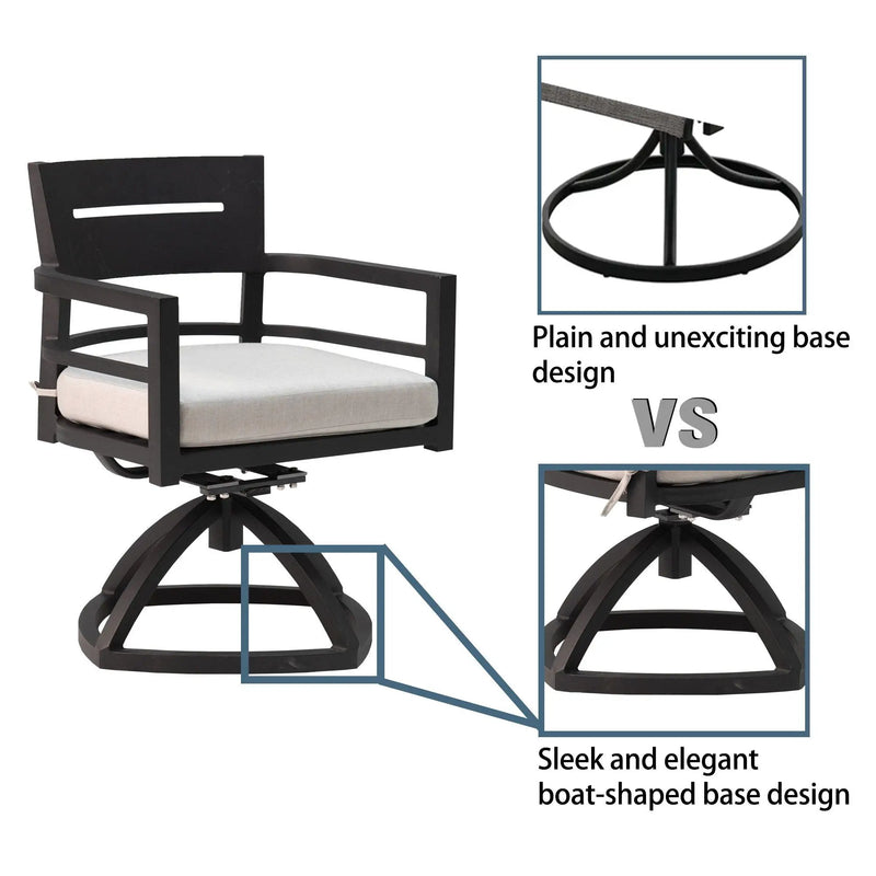 Outdoor Modern Dining Set, Chairs Sunbrella Cushioned And Dining Table With Umbrella Hole by Unique Piece Furniture