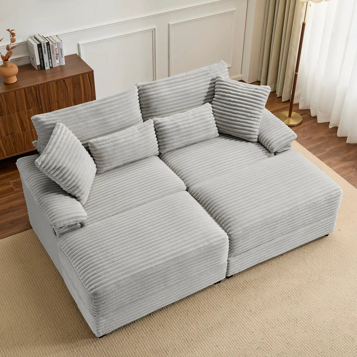 Double Chaise Lounge Set with Reversible Ottoman by HouseOfZazla