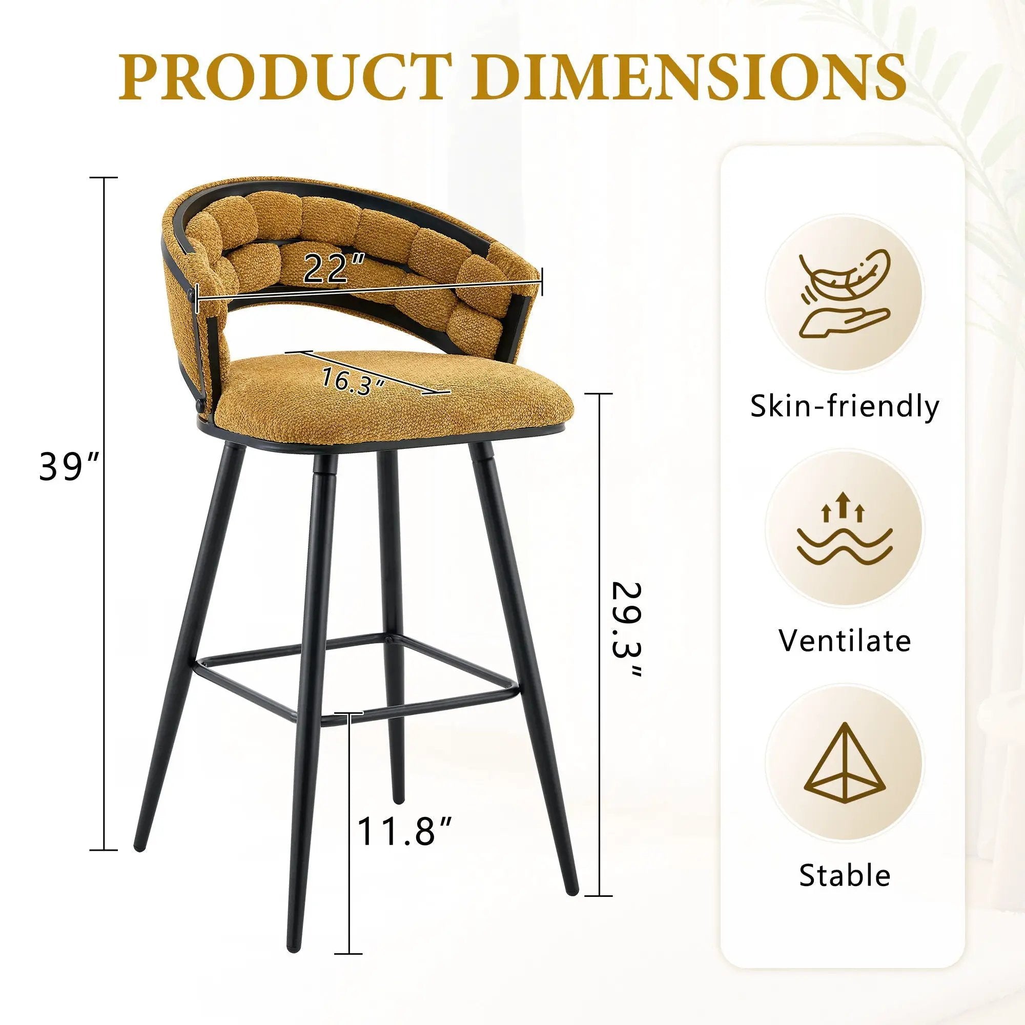 Bar Stools, Kitchen Island Counter Height Stools (Set of 2) by Unique Piece Furniture