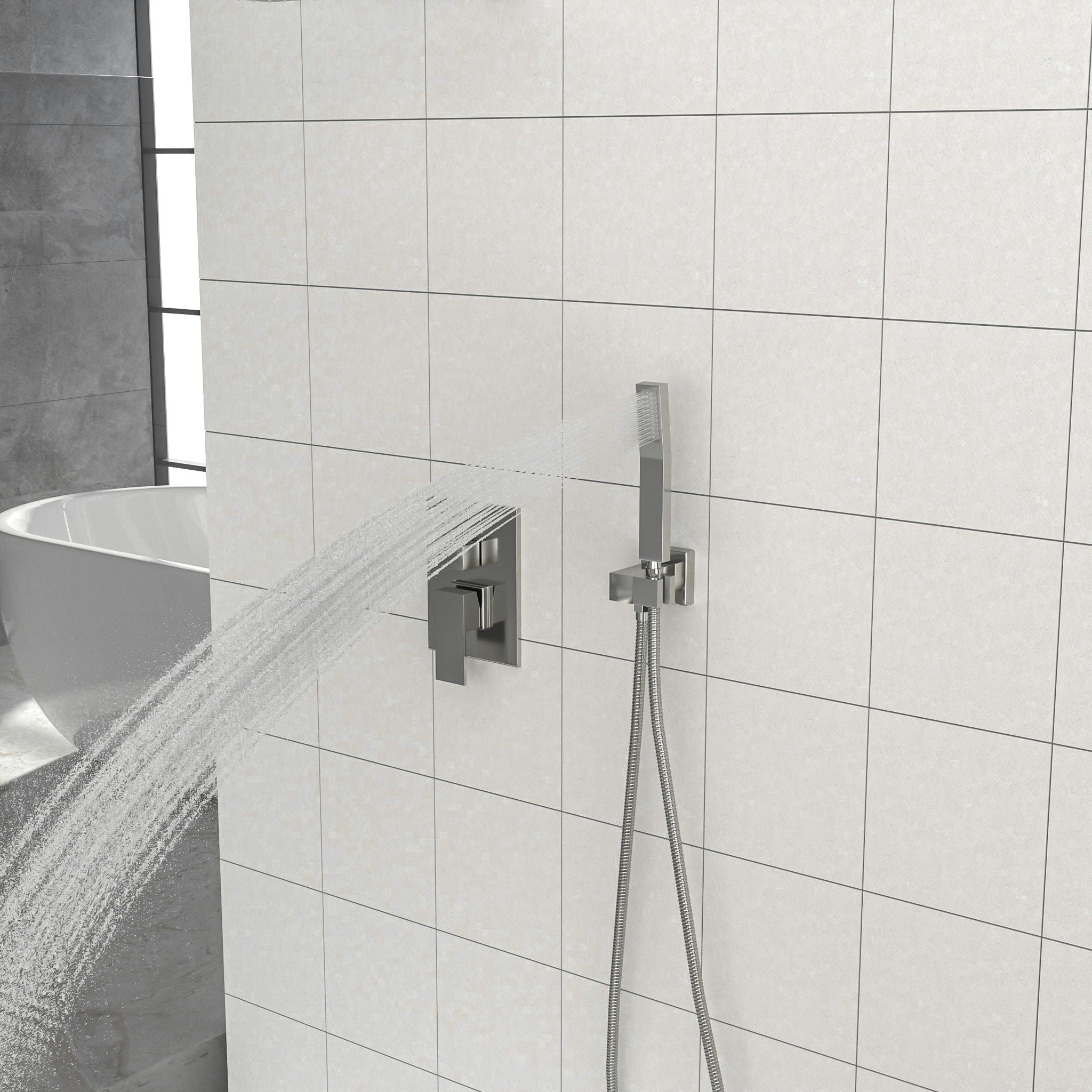 Dual Shower Head 10" Wall Mounted Square Shower System by HouseOfZazla