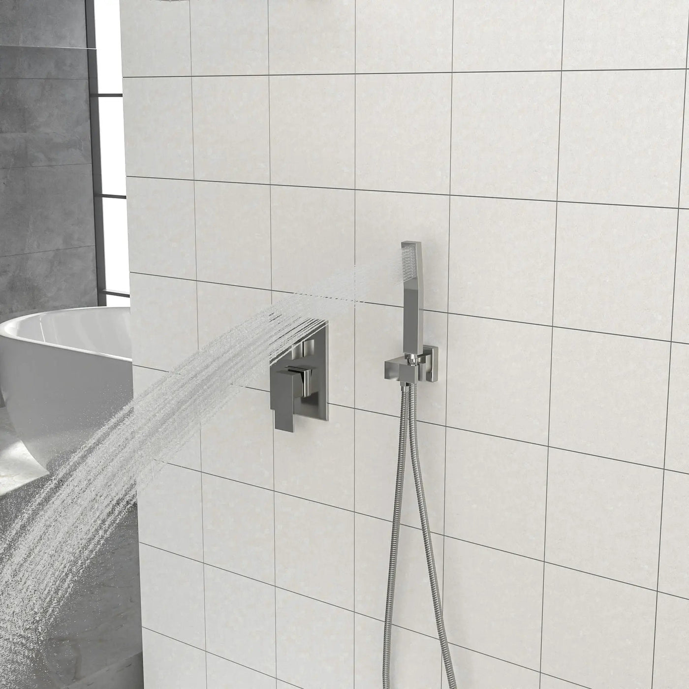 Dual Shower Head System With 12" Wall Mounted Square Rain Shower And Rough In Valve by HouseOfZazla