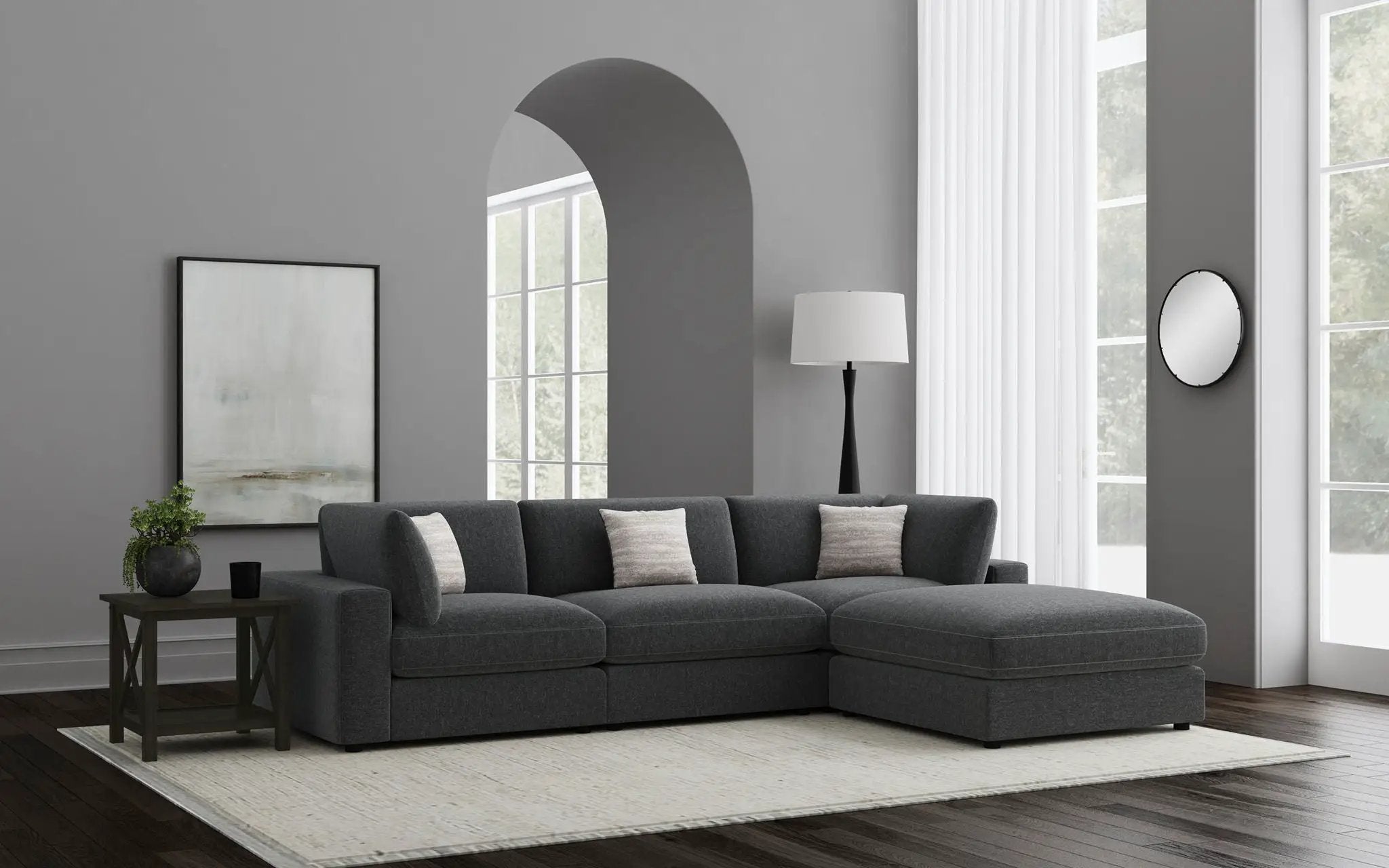 Serene 4-piece Upholstered Modular Sectional Sofa Charcoal by Unique Piece Furniture