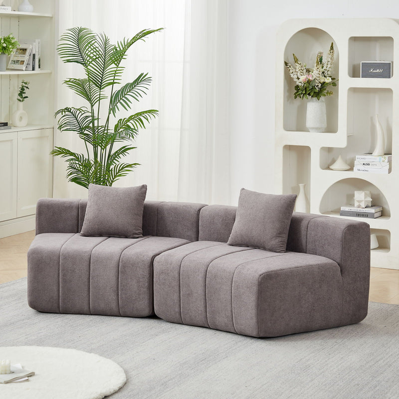 Curved Sectional Sofa With 2 Pillows For Living Room - Gray by HouseOfZazla