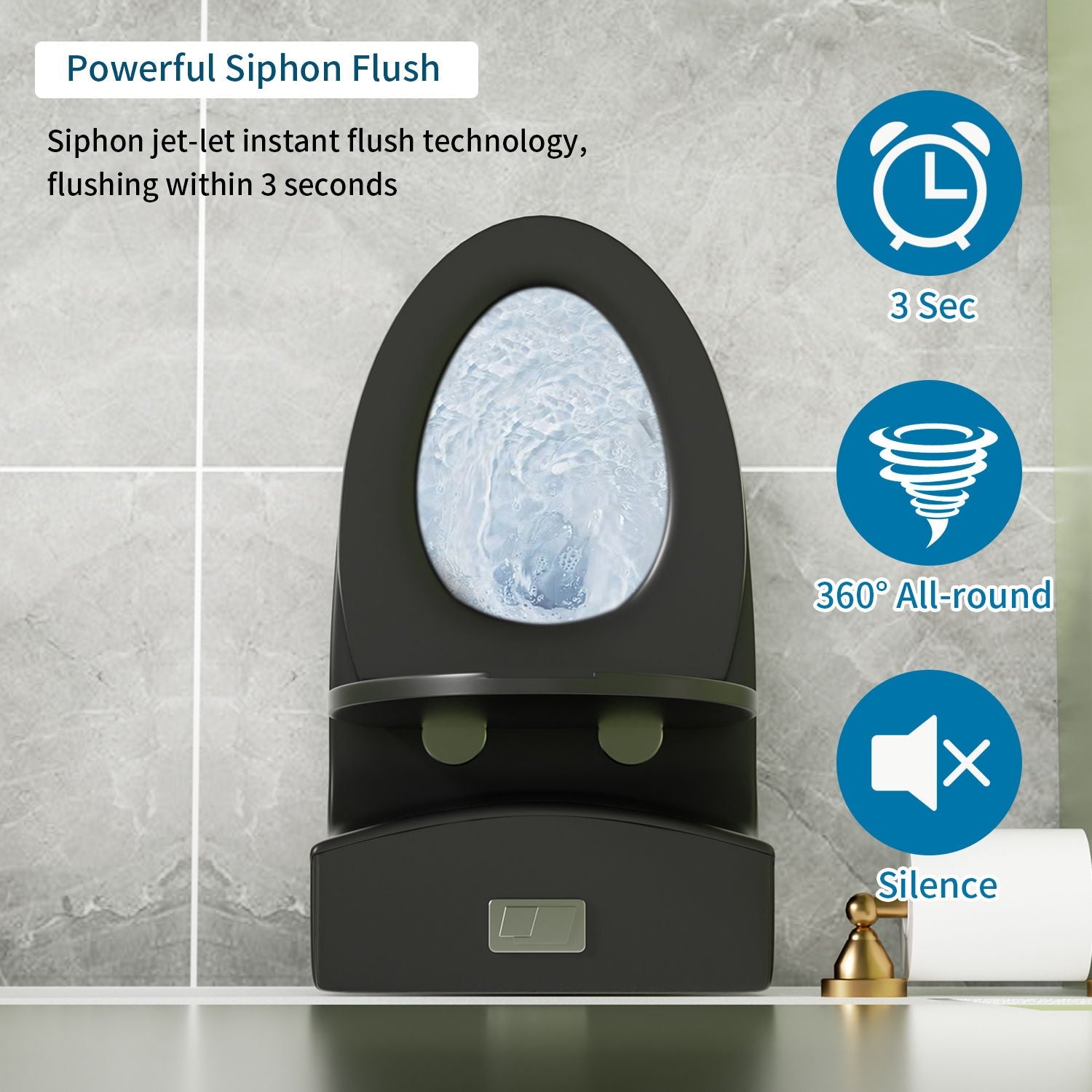 1 Piece Toilet With Dual Flush And Soft Closing Seat by HouseOfZazla