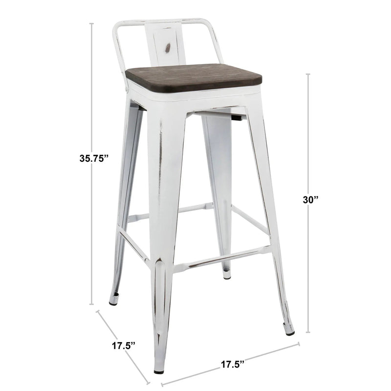 Oregon - Industrial Low Back Barstool (Set of 2) - Black by Unique Piece Furniture