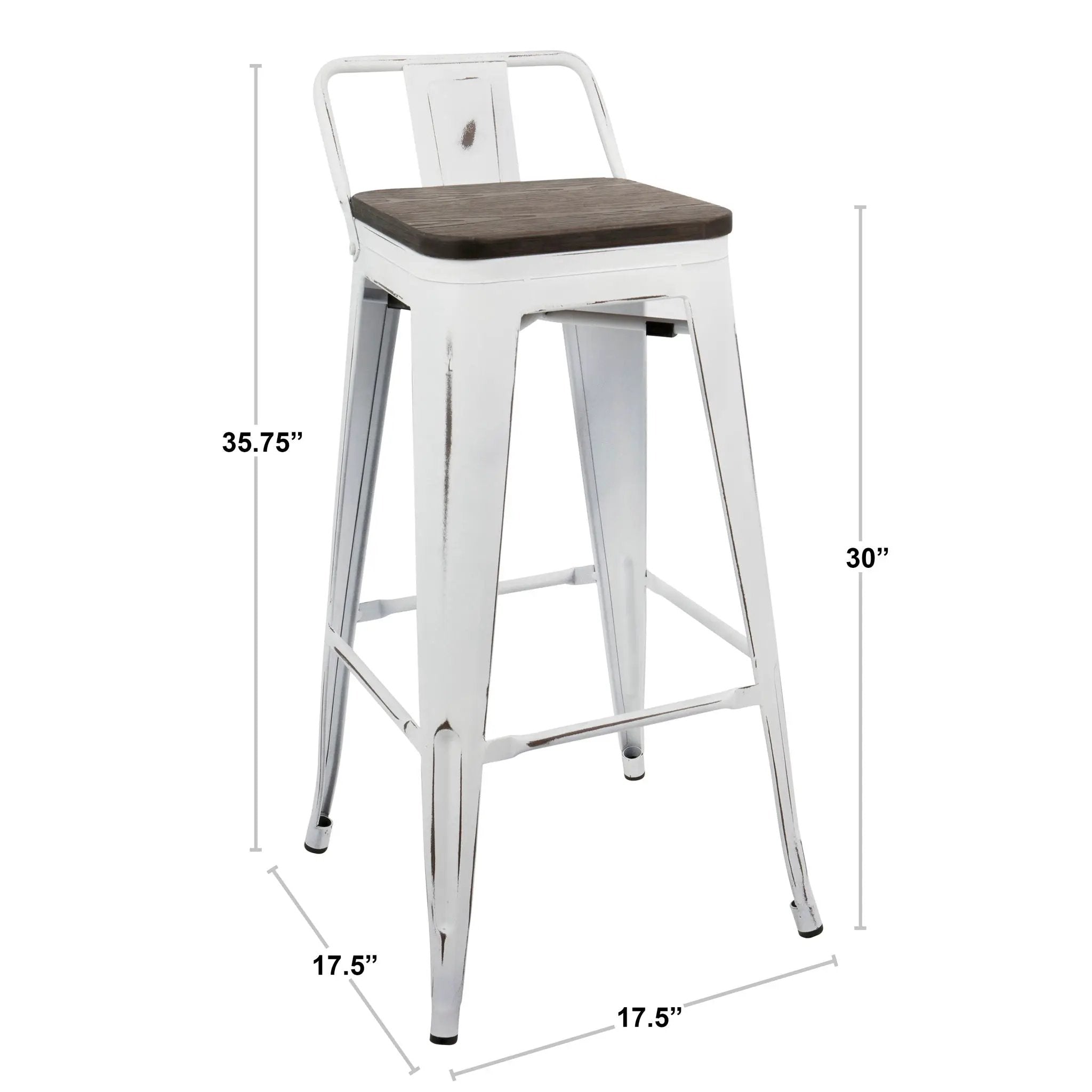 Oregon - Industrial Low Back Barstool (Set of 2) - Black by HouseOfZazla