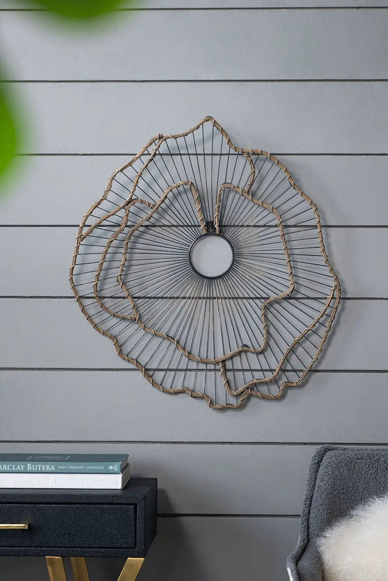 Metal Flowers Wall Decor, Transitional Wall Floral Sculpture For Foyer Porch Hallway Entrance (Set of 3) - Gold by HouseOfZazla
