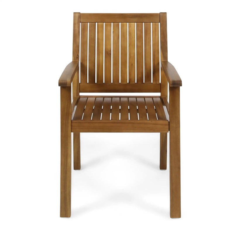 Amethyst Outdoor Dining Chair With Slat Design (Set of 2) - Natural by HouseOfZazla