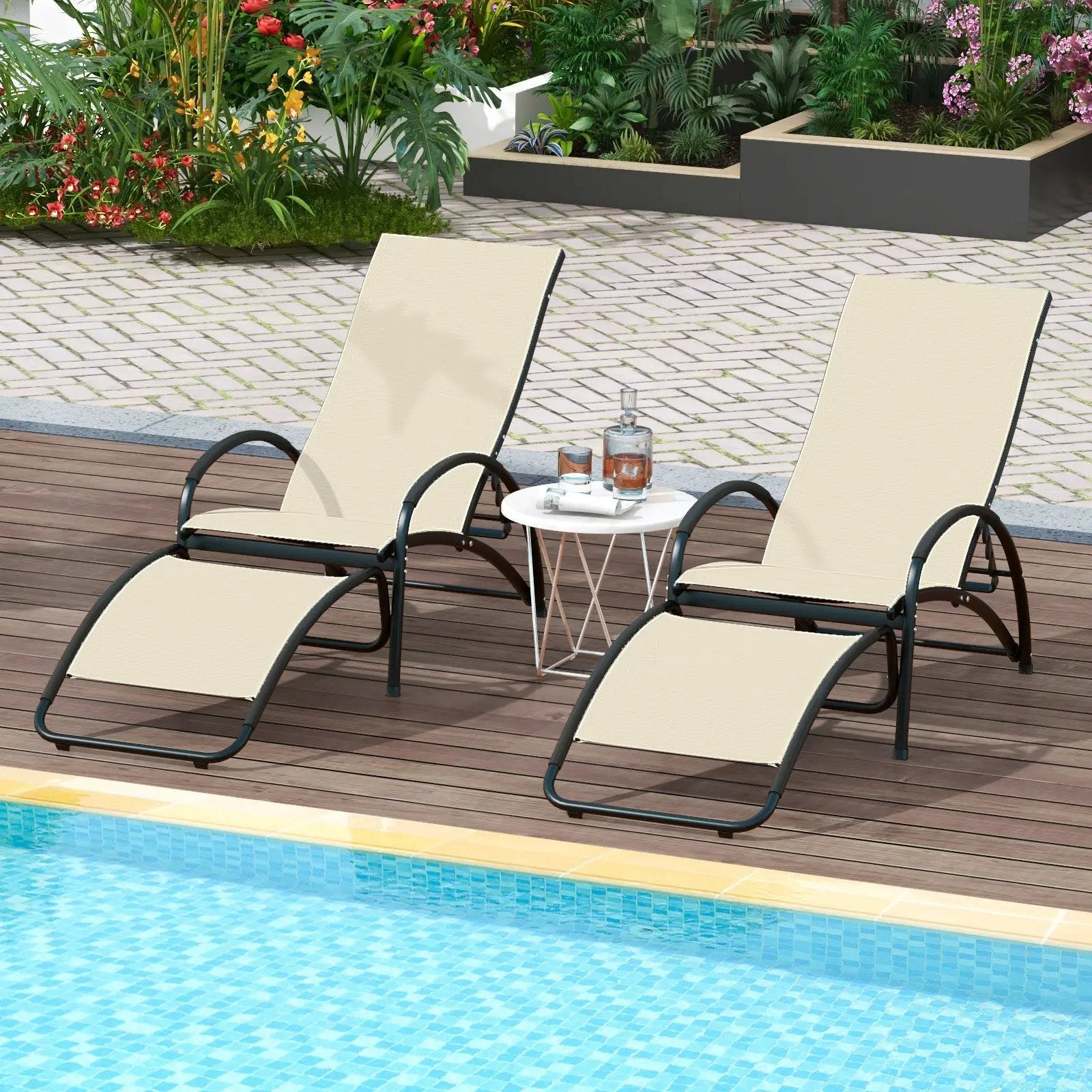 2-in-1 Outdoor Rocking Chair with 4-Position Adjustable Backrest for Patio Porch Poolside by DirectDeals