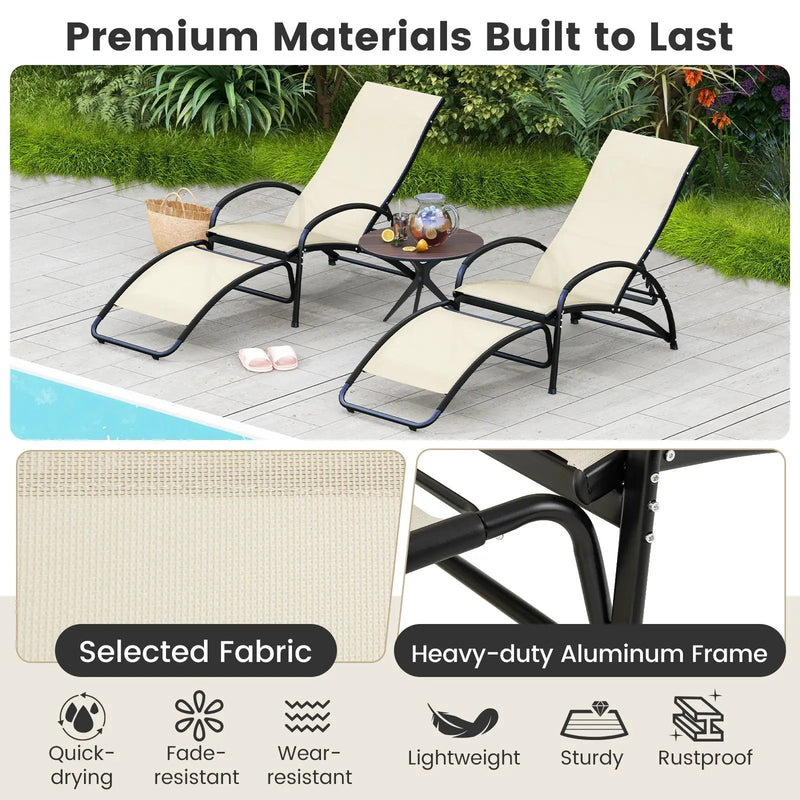 2-in-1 Outdoor Rocking Chair with 4-Position Adjustable Backrest for Patio Porch Poolside by DirectDeals