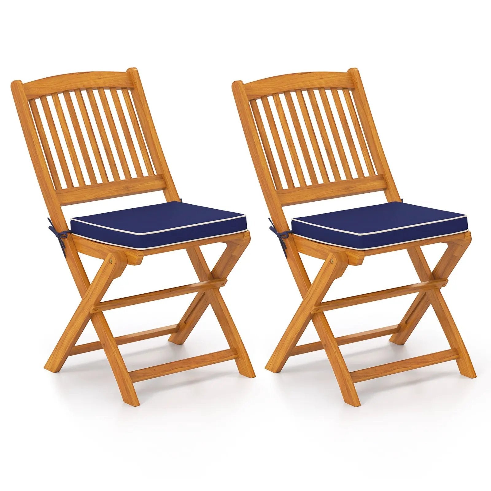Outdoor Folding Chairs with Seat Cushions Set of 2 by DirectDeals