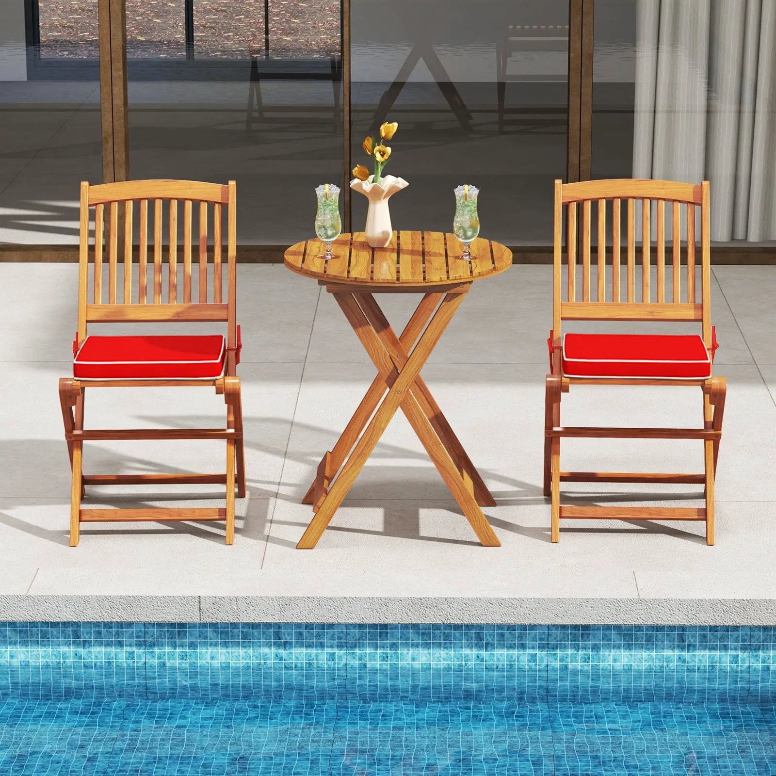 Outdoor Folding Chairs with Seat Cushions Set of 2 by DirectDeals