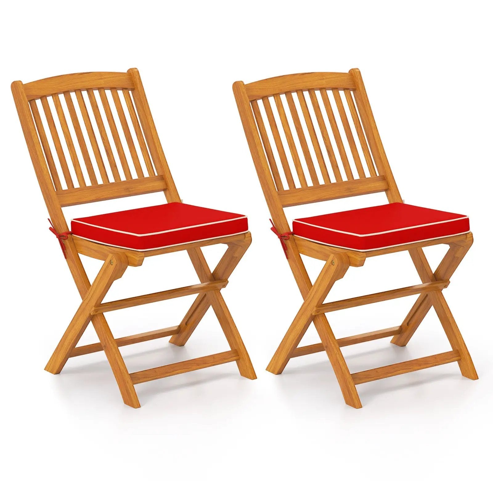 Outdoor Folding Chairs with Seat Cushions Set of 2 by DirectDeals