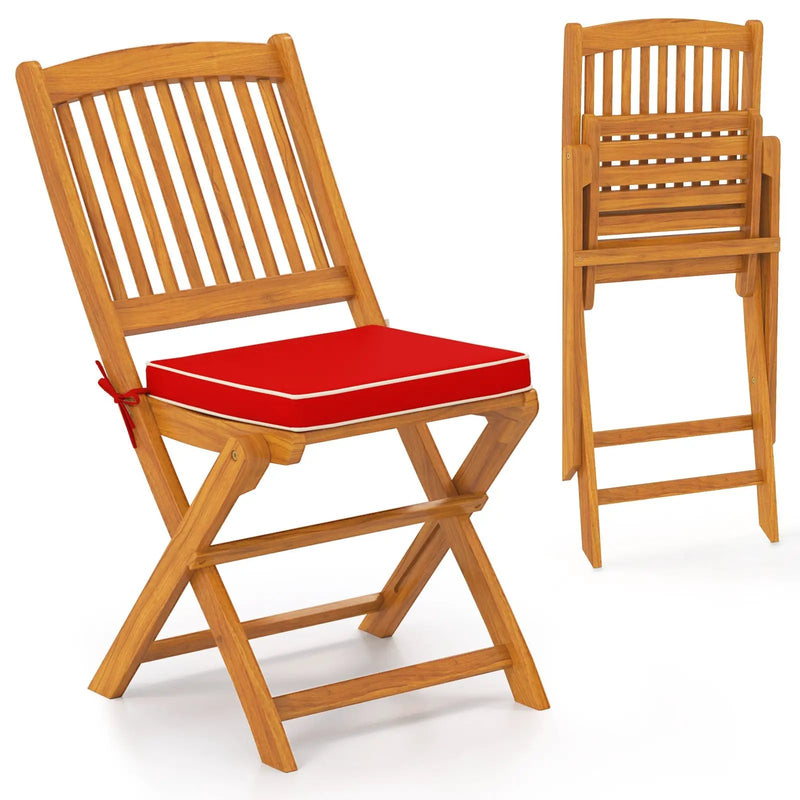 Outdoor Folding Chairs with Seat Cushions Set of 2 by DirectDeals