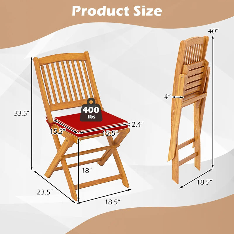 Outdoor Folding Chairs with Seat Cushions Set of 2 by DirectDeals