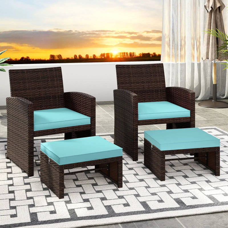 Multipurpose Outdoor 2 Pieces Patio PE Rattan Ottomans Footstool by DirectDeals