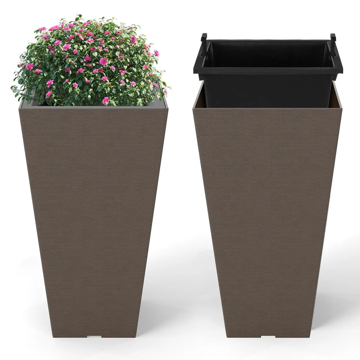 Set of 2 Square Taper Planter with Removable Inner Bucket and Optional Drainage Hole, photo 9 of 16