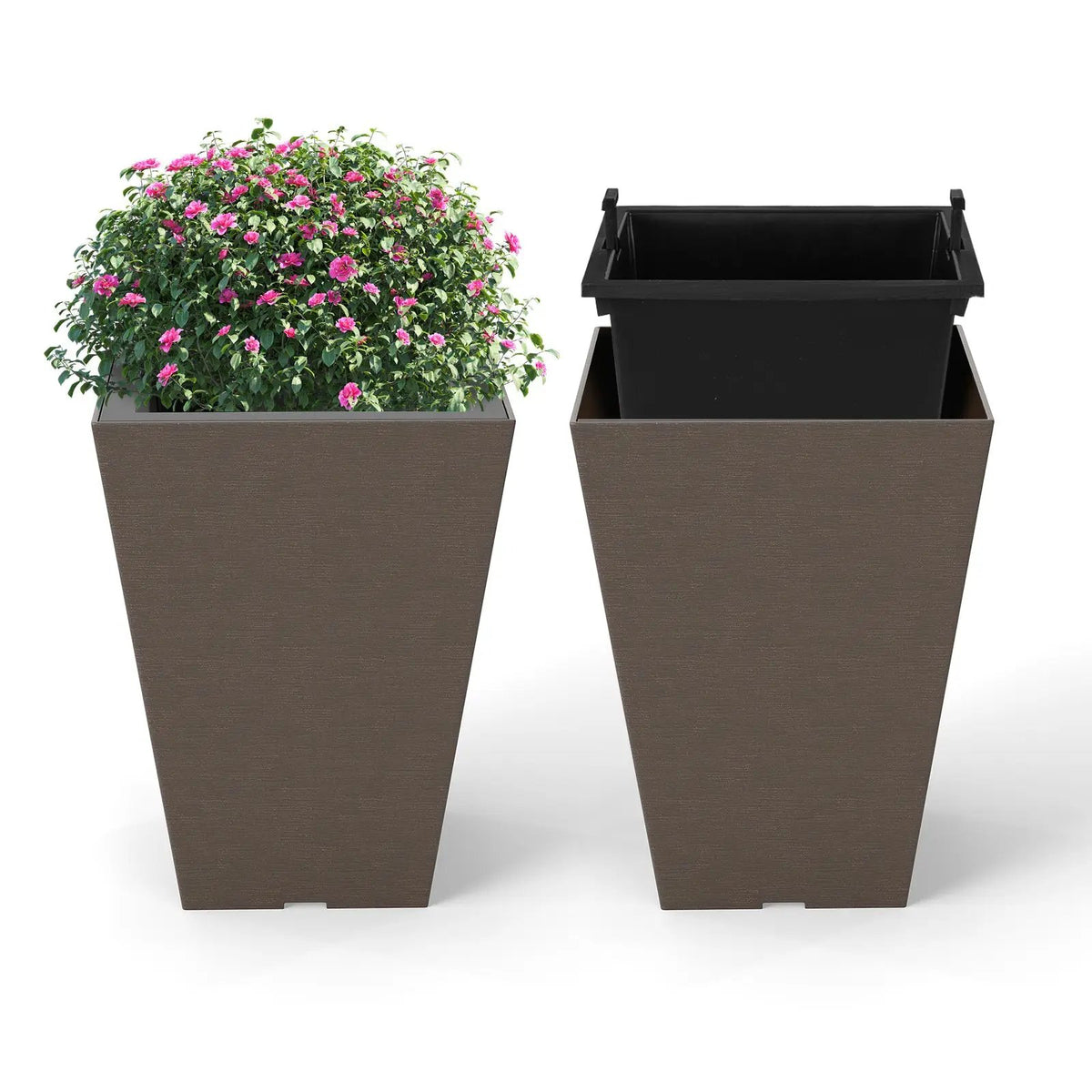 Set of 2 Square Taper Planter with Removable Inner Bucket and Optional Drainage Hole, photo 10 of 16