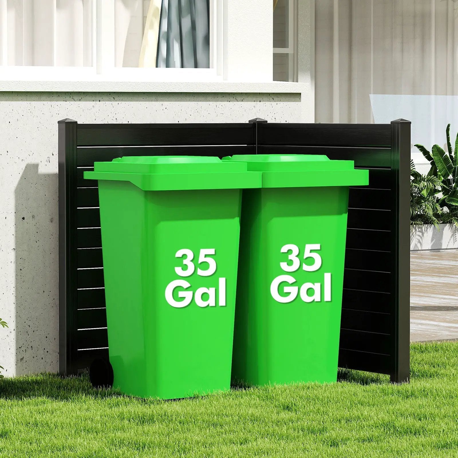 Freestanding 48 x 48 Inch Air Conditioner Fence with Metal Ground Stakes by DirectDeals