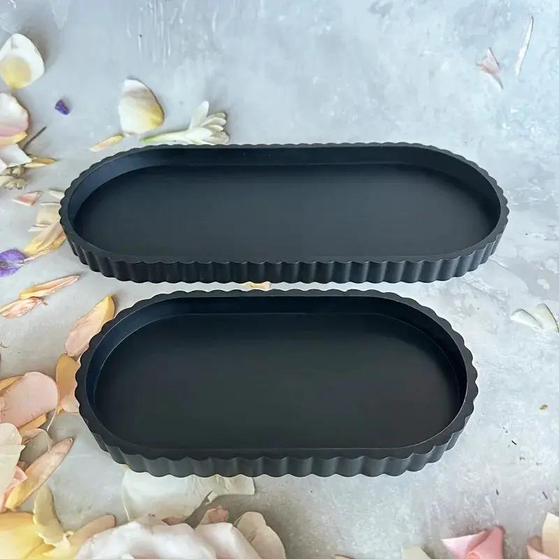 2pcs Bathroom Vanity Tray, 19.81cm And 29.97cm Marble Pattern Bathroom Trays For Counter, Perfume Key Trinket Ring Tray, Countertop Vanity Tray For Kitchen by House Of Avana