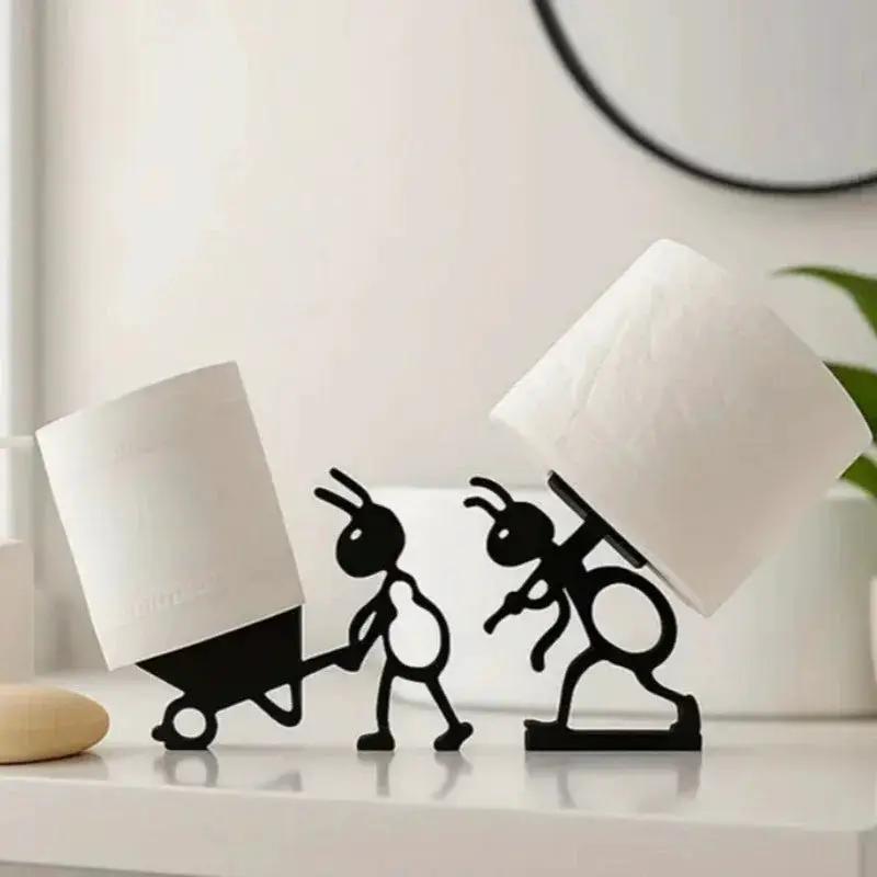2pcs Modern Ant-Shaped Toilet Paper Holders - Self-Adhesive, Durable Plastic, Cute Animal Design for Bathroom & Office Decor, Ideal Gift for Home or Office Restrooms, Restroom Decor And Accessories, Playful Design, Easy Insta by House Of Avana