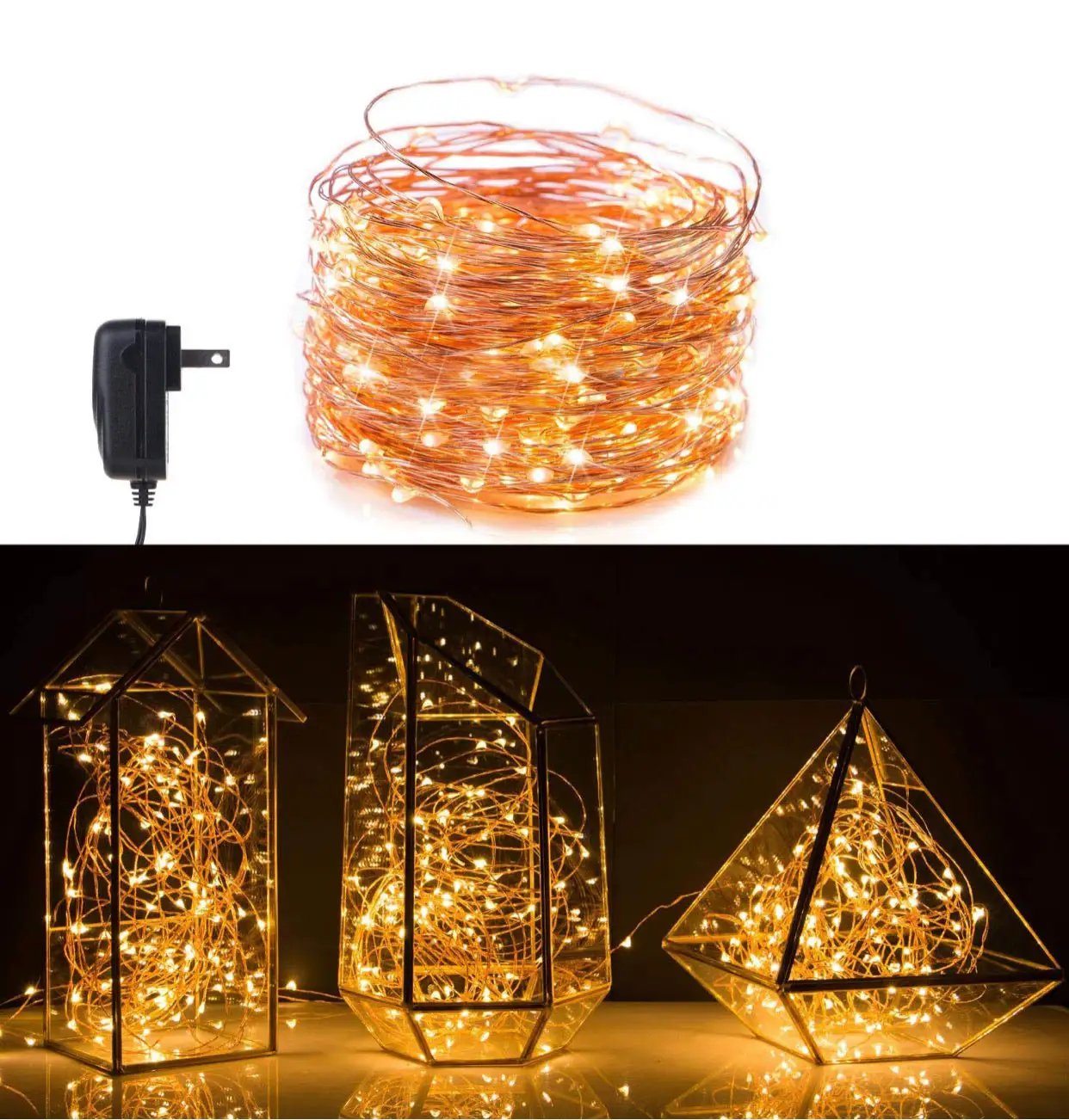 2PK Solar String Lights Outdoor Copper Wire, Waterproof Solar Fairy Lights with 8 Lighting Modes by Outdoor Solar Outlet