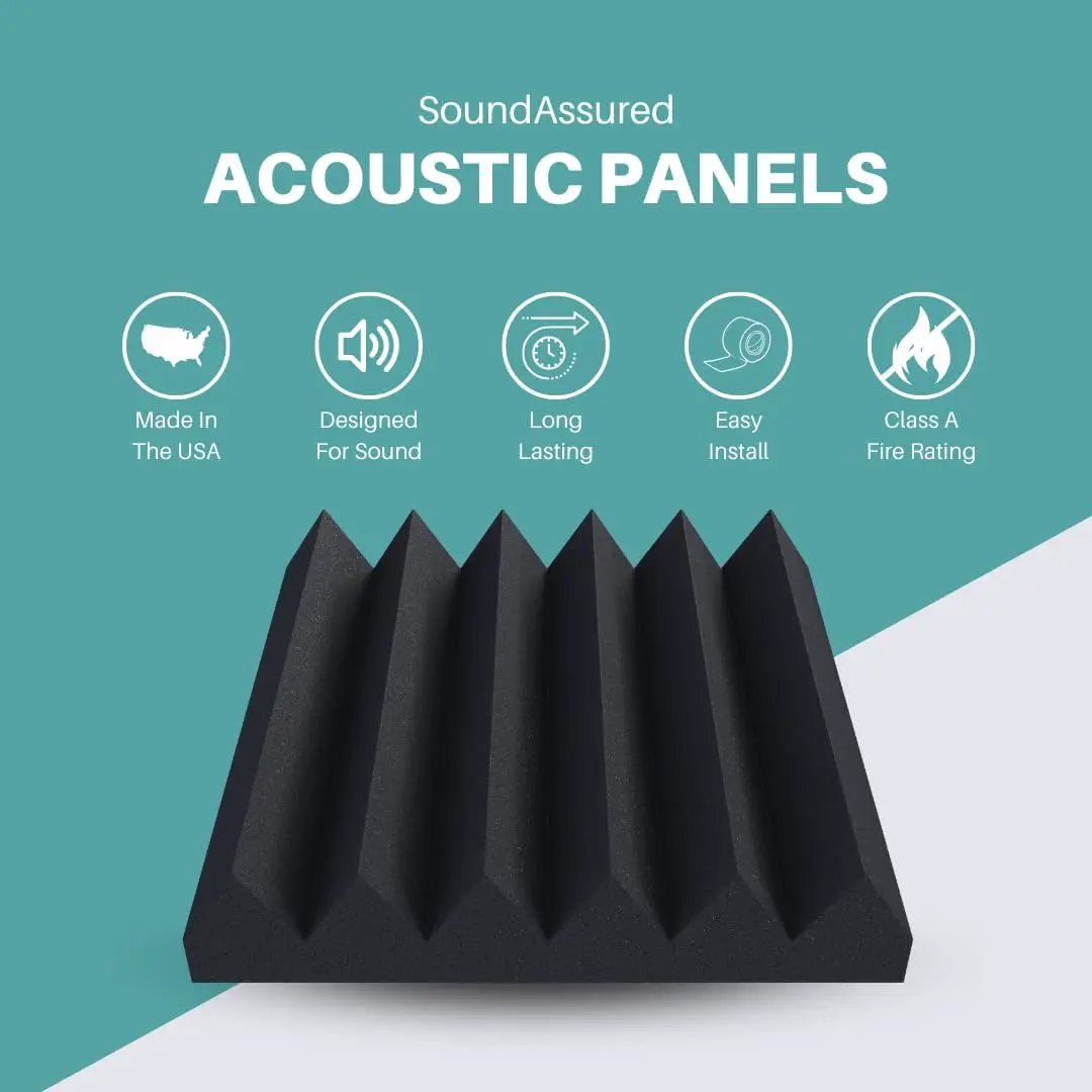 Easy Mount Acoustic Foam Kit - 12x12x2" Acoustic Foam Panels With Adhesive - Wedge Style - 4 Pack, photo 4 of 36