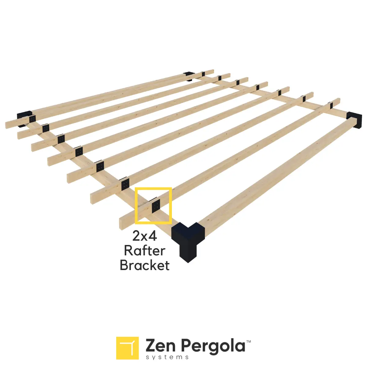 Pergola Roof Rafter Bracket (for 2x4 Wood Slats) by Zen Pergolas