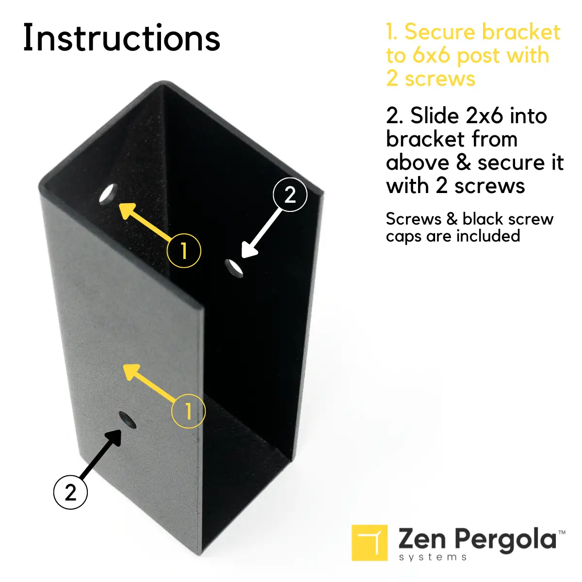 Pergola Insert Bracket (for 2x6 Wood Slats) by Zen Pergolas