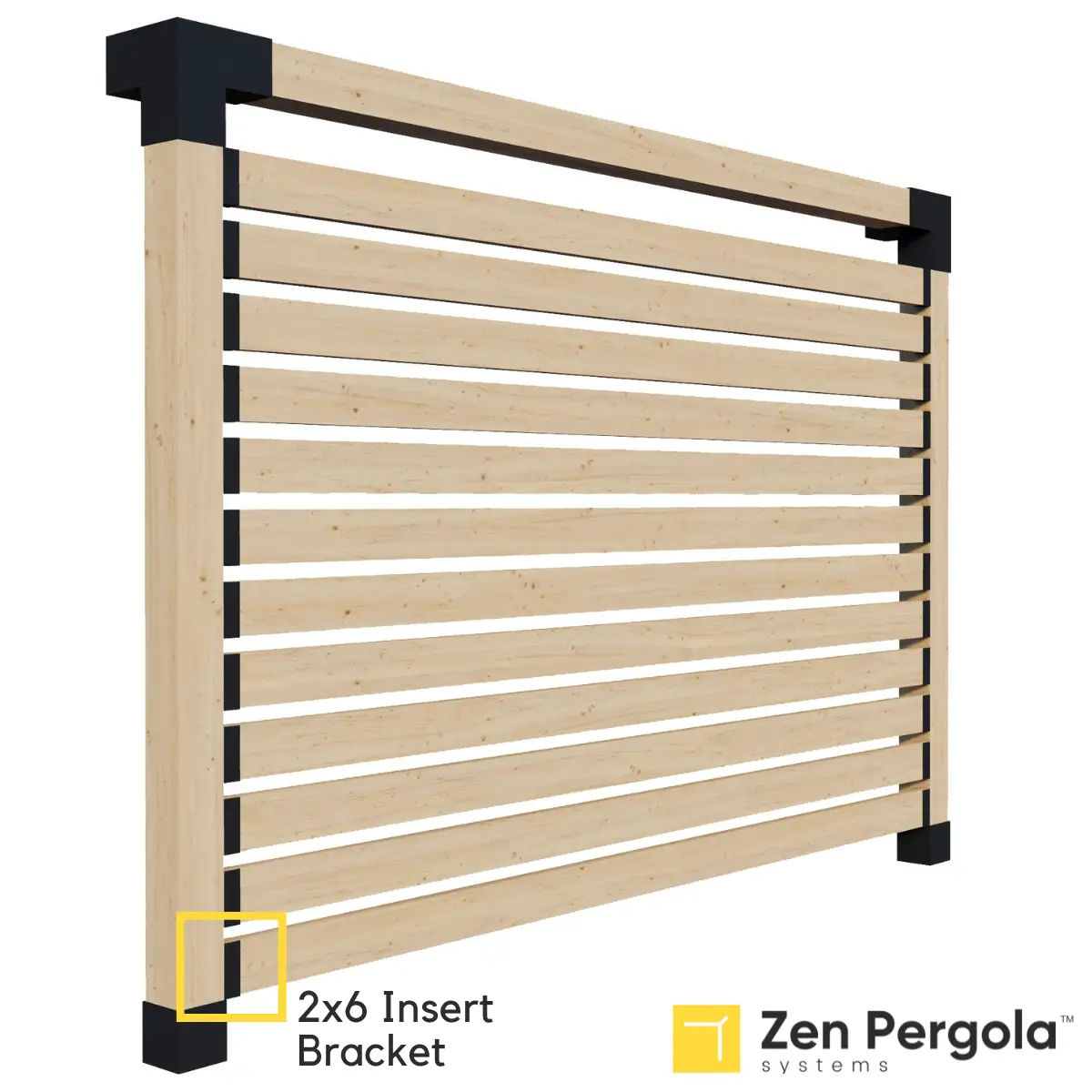 Pergola Insert Bracket (for 2x6 Wood Slats) by Zen Pergolas