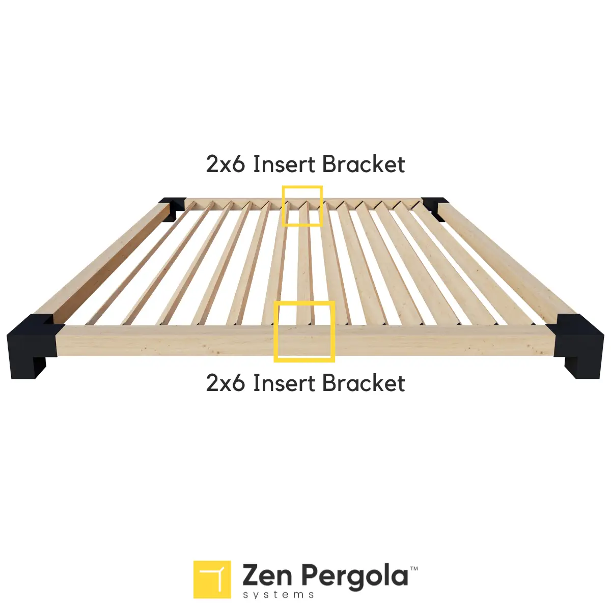 Pergola Insert Bracket (for 2x6 Wood Slats) by Zen Pergolas