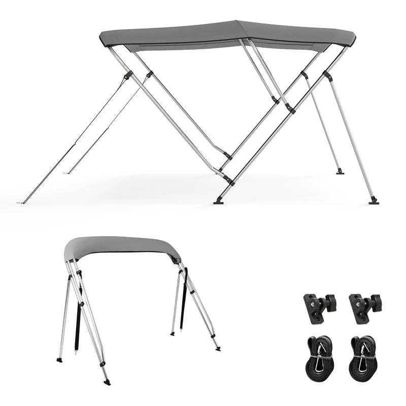 3-Bow Boat Bimini Top with Storage Boot - Gray by DirectDeals