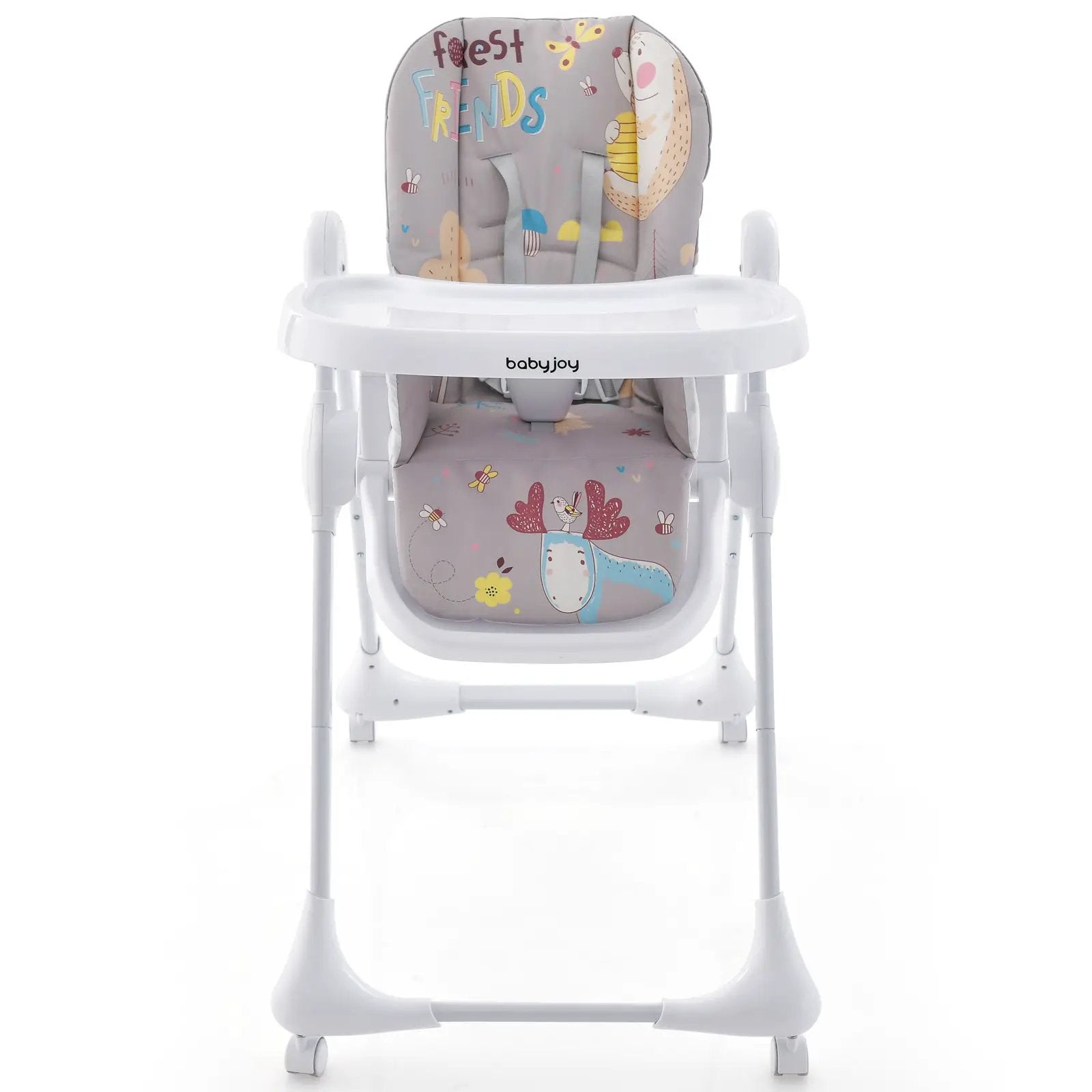 3-In-1 Convertible Highchair with Adjustable Height and 5-Point Safety Belt and Lockable Wheels by DirectDeals