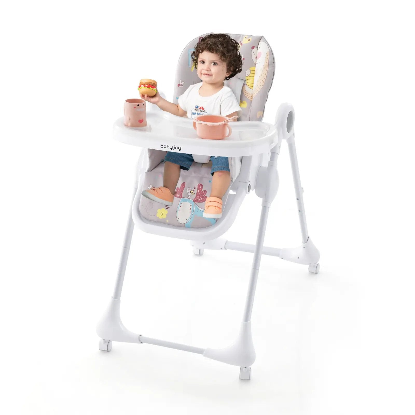 3-In-1 Convertible Highchair with Adjustable Height and 5-Point Safety Belt and Lockable Wheels by DirectDeals