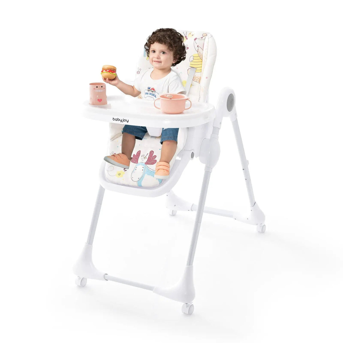 3-In-1 Convertible Highchair with Adjustable Height and 5-Point Safety Belt and Lockable Wheels, photo 8 of 16