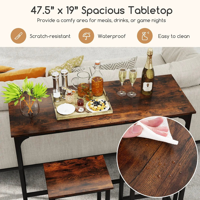 Industrial 3-Piece 47.5" Counter-Height Dining Table and 2 Bar Stools by DirectDeals