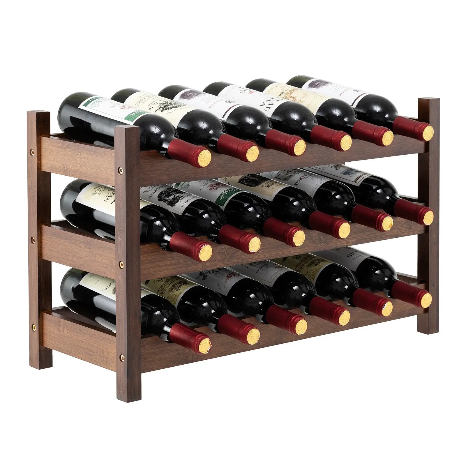 3-Tier Bamboo Freestanding Countertop Wine Bottle Organizer by DirectDeals